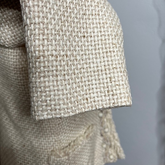 Lafayette‎ 148 Tweed Blazer Jacket Silk Blend Wood Beads Fringe Embellished Sz 8 - Picture 6 of 13